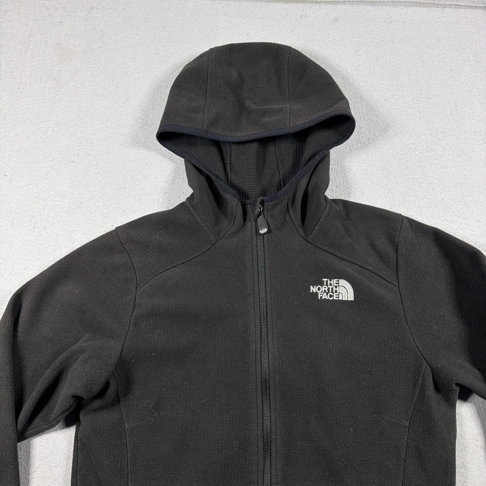 North Face Jacket Womens Medium Black WindWall Fleece Hooded Full Zip Outdoor - Picture 2 of 9
